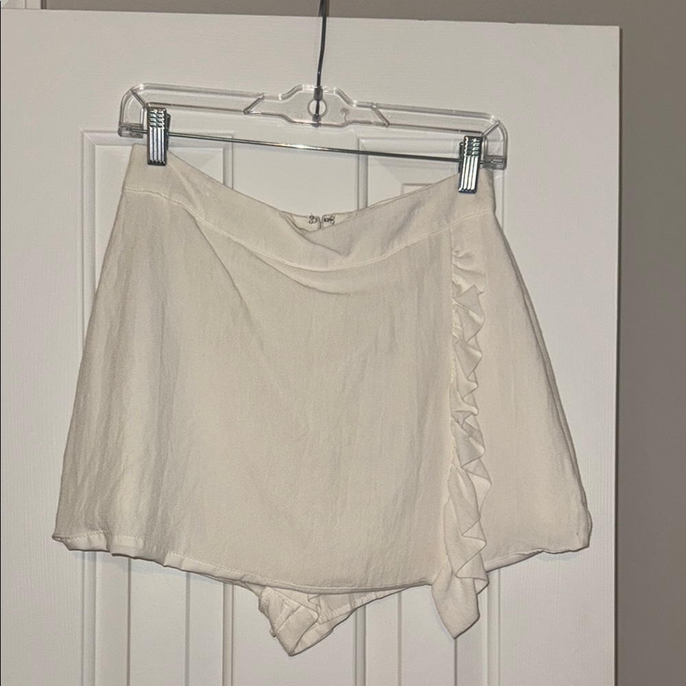 White Ruffle Skort